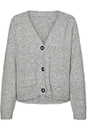 VERO MODA Vmboom LS V-Neck Button Cardigan Ga Noos Suéter, Gris Claro, S para Mujer