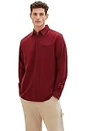 TOM TAILOR 1038770 Camisa, 33870-Tawny Port Red Tonal Structure, L para Hombre