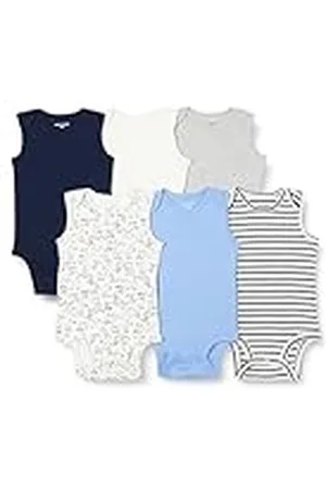 Amazon Bodies sin Mangas Unisex Bebés, Pack de 6, , 0-3 meses