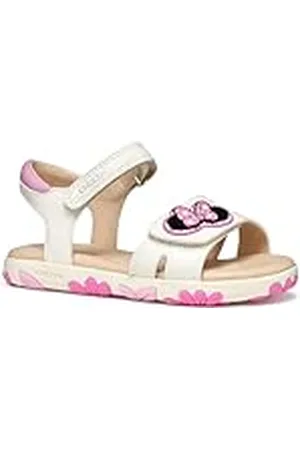 Geox J Sandal Haiti Girl, Sandalia, White/Dk Pink, 24 EU