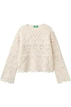 Benetton Camiseta G/C M/L 1255c107f Suéter, Color Blanco, 160 cm Niñas y niñas