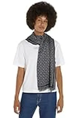 Calvin Klein Pañuelo Mujer Monogram Jacquard invierno, Negro (Ck Black), Talla Única