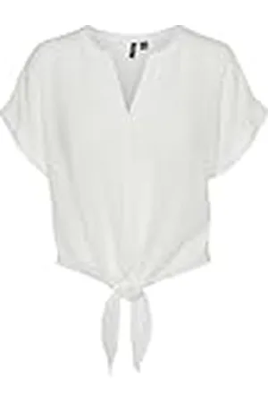 VERO MODA Vmgabbi SS Tie Top Wvn Ga, Blanco Nieve, S para Mujer