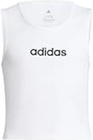 adidas Niñas Essentials Tank Top, White/Black, 13-14 Years