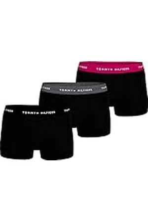 Tommy Hilfiger Calzoncillos bóxer Hombre Pack de 3 Trunks con logotipo en la cintura, Multicolor (Blck/Drk Ash/Viv Pnk), XL