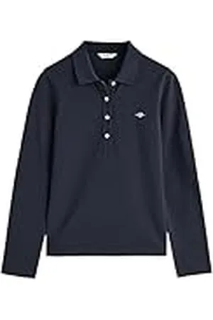 GANT Slim Shield LS Pique Polo Camisa, Evening Blue, XS para Mujer