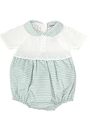 BABIDU Pelele Bebé Modelo Bruma, Pelele Corto con Cuello Bebé y Parte Superior de Punto Calado, Parte Inferior Estampada, Cierre con Corchetes Inferior, Ropa Bebé Unisex Suave, Fresca y Cómoda