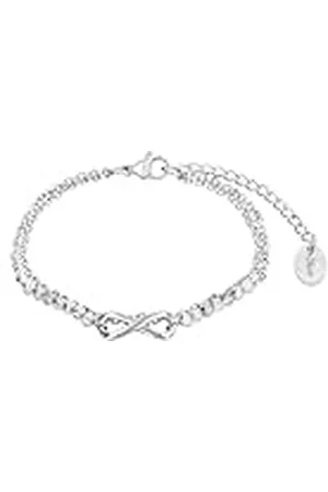 QS by s.Oliver Pulsera de acero inoxidable señoras brazo joyas, con cristal, 16+4 cm, plata, Infinito, Viene en caja de regalo de joyería