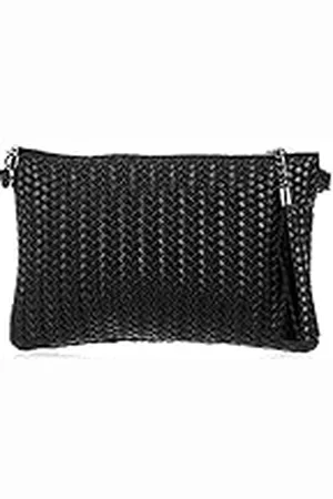 Firenze Artegiani .Bolso de Mujer Piel auténtica.Bolso de Mano Mujer Cuero Genuino Gamuza Grabado Motivo Trenzado en Espiga y Lacado. Made IN Italy. Vera Pelle Italiana. 23x15x4 cm. Color: