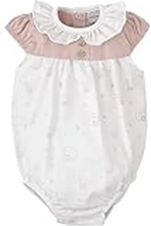 BABIDU Pelele Encanto para Bebé con Volante en Cuello, Estampado de Ositos y Estrellas, Manga Corta, Cierre a Presión en la Entrepierna, Ropa Fresca y Suave Ideal para Verano y Regalo