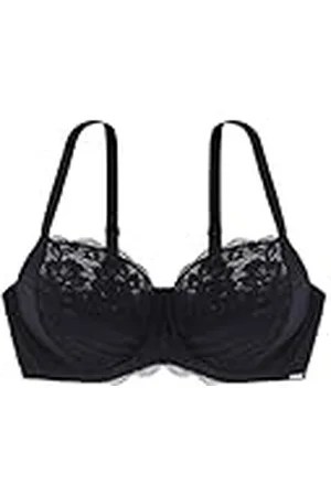Dorina Celine Sujetador con Aros y Sin Relleno para Mujer - Encaje Floral y Microfibra Suave, Tirantes Ajustables Picot, Espalda con Malla de Soporte, Detalle de Lazo Satinado