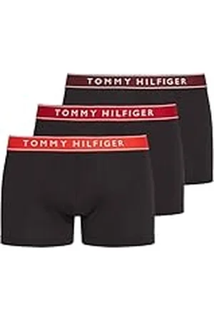 Tommy Hilfiger Calzoncillos bóxer Hombre Pack de 3 Trunks con logotipo en la cintura, Multicolor (Hot Heat/Med Red/Dp Rge), XL
