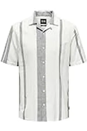 Only & Sons Camisa Hombre Manga Corta Cuello Resort Botones Lino Top Verano, Color: , Talla:S