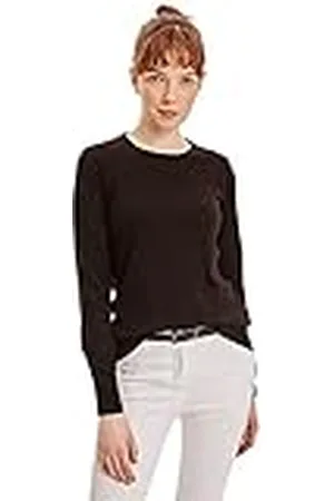 DeFacto Camisas de Manga Larga Corte Normal con Cuello Redondo para Mujer Negro M