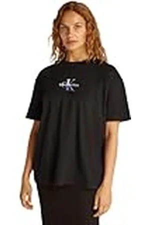 Calvin Klein Camiseta de manga corta Mujer Gradient Monologo Tee Loose Fit, Negro (Ck Black), M