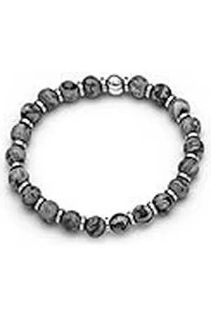 DUR Pulsera de jaspe hematita y plata de ley 925 – Diseño elegante con piedras naturales – Tamaño: 6 mm x 190 mm A1607.16, 6 mm x 190 mm, Plata de ley, Haematite