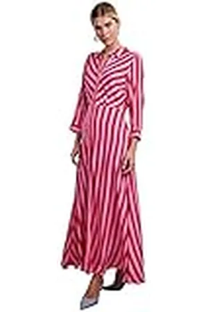Y.A.S Savanna-Camiseta Larga para Mujer Vestido, Cyclamen/Stripes:Bittersweet, XXL
