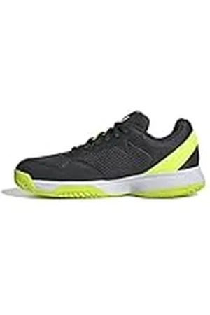 adidas Courtflash Kids Tennis Shoes, Zapatillas de Tenis Unisex niños, Carbon/Iron Metallic/Lucid Lemon, 33 1/2 EU
