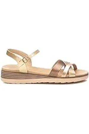 Xti Sandalia Mujer Oro - Calzado Cómodo y Versátil - Moda casual - Modelo 14285204 (Talla 39)