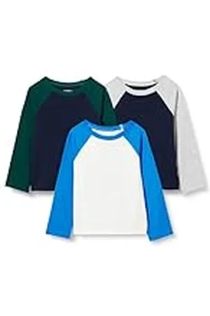 Amazon Camisetas de algodón de Manga Larga Niño, Pack de 3, , 10 años