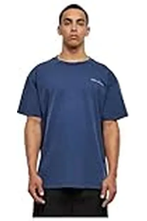 Urban classics Camiseta Bordada pequeña de Gran tamaño, Azul Espacial, 3XL para Hombre