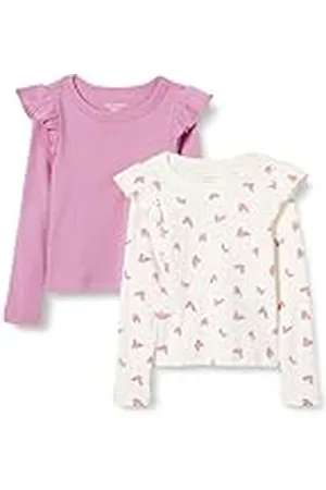 Amazon Camiseta de Manga Larga con Volantes Niña, Pack de 2, , 4 años