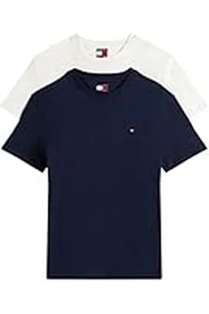 Tommy Hilfiger Camisetas de Manga Corta Pack de 2 Hombre Xslim Jersey de algodón, Multicolor (Dark Night Navy/Ecru), M