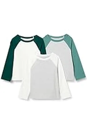 Amazon Camisetas de algodón de Manga Larga Niño, Pack de 3, , 6-7 años