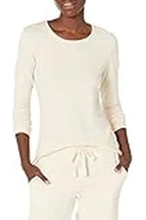 Amazon Camiseta de Cuello Caja, Manga Larga y Ajuste Clásico (Disponible en Tallas Grandes) Mujer, , XXL