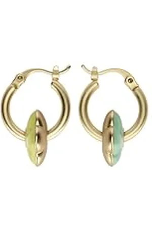 THUN Pendientes redondos con flor esmaltada - metal, vidrio, resina - Colección Dedicado a ti - Ø 1.6