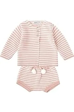 BABIDU Conjunto Ranita Fruncida y Chaqueta de Punto a Juego, , 3 Meses Unisex bebé