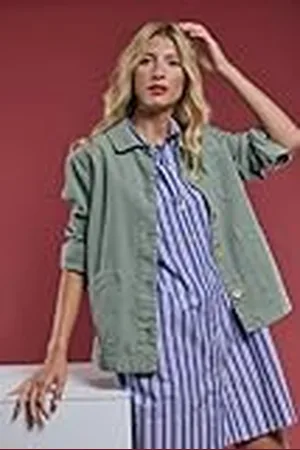 Armor.lux Robe Chemise Rayée À Manches Courtes en Coton et Lin Héritage Femme Vestido, , XS para Mujer
