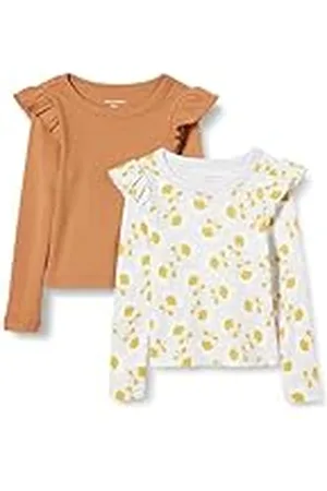 Amazon Camiseta de Manga Larga con Volantes Niña, Pack de 2, , 8 años