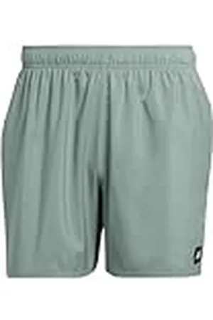 adidas Hombre Solid CLX Short-Length Swim Shorts, Silver Green/Black, XS