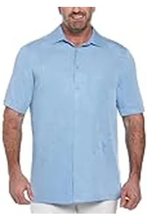 Cubavera Camisa Abotonada de Manga Corta con Estampado Floral de Dos Tonos y un Bolsillo, , L para Hombre