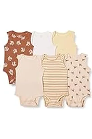 Amazon Bodies sin Mangas Unisex Bebés, Pack de 6, , 6-9 meses