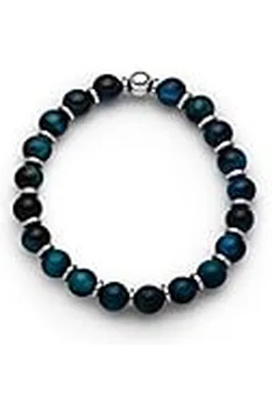DUR Pulsera de ojo de tigre hematita y plata de ley 925 – Diseño de alta calidad con piedras naturales – Tamaño: 6 mm x 160 mm A1608.16, 6 mm x 160 mm, Plata de ley, Tiger