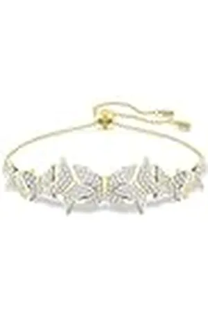 Swarovski Brazalete Idyllia Lilia, mariposa, blanca, dorada de oro chapada, M
