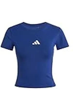 adidas Mujer Essentials 3 Stripes Slim Baby T-Shirt, Dark Blue/White, XL