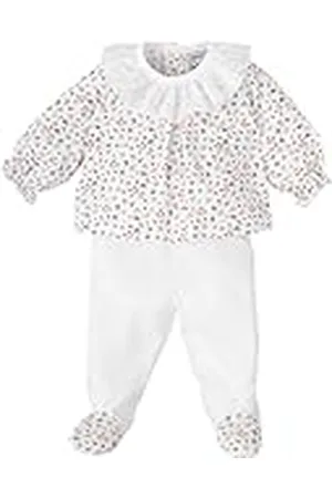 BABIDU Conjunto Niña de Primavera-Verano con Camiseta de Manga Larga y Cuello Volante, , 6 Meses Unisex bebé