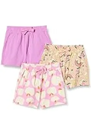 Amazon Pantalón Corto sin Cierre Niña, Pack de 3, , 6-7 años