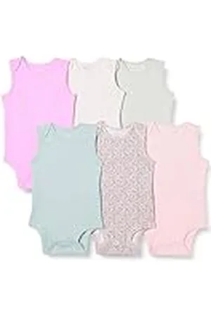 Amazon Bodies sin Mangas Unisex Bebés, Pack de 6, , 12 meses