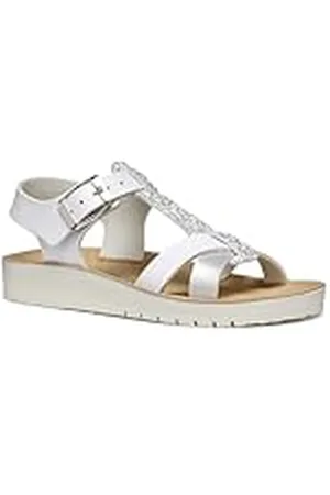 Geox J Sandal COSTAREI GI, Sandalia, White/Silver, 29 EU