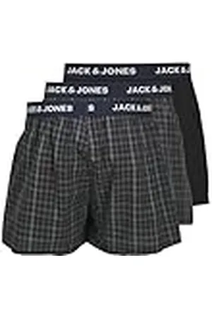 JACK & JONES Jacjackson Woven Boxers 3 Pack Bóxer, Negro/Pack:Black-Check, M para Hombre