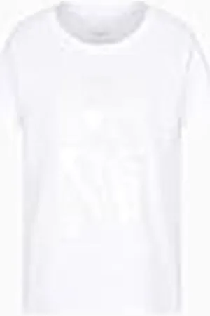 Armani Exchange Arte Sella, Macro Foil Logo Camiseta, Color Blanco, L Mujeres
