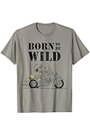 Peanuts Snoopy Sketch Born Wild Motocicleta Comic Fan Camiseta