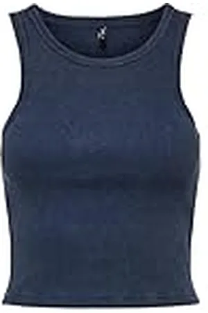 ONLY Onlvelma Rib Wash Crop Tank Top Acc, Espacio Exterior/Detalle: Lavado ácido + Destroy, L para Mujer
