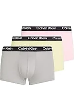 Calvin Klein Pack de 3 Calzoncillos Bóxer para Hombre Low Rise Trunk Algodón Elástico, Multicolor (Ash, Garden Glade, Buff Pink), L