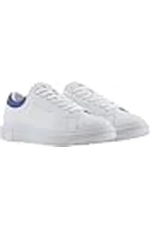 Armani Exchange ActionLeather,sidelogo,Laceup, Zapatillas Hombre, OP.White+MAZAR.Blue, 43 EU