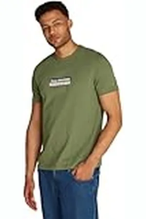 Tommy Hilfiger Camiseta de manga corta Hombre Box de algodón, Verde (Battle Green), XXL